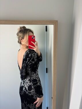 Vintage black and silver low back dress